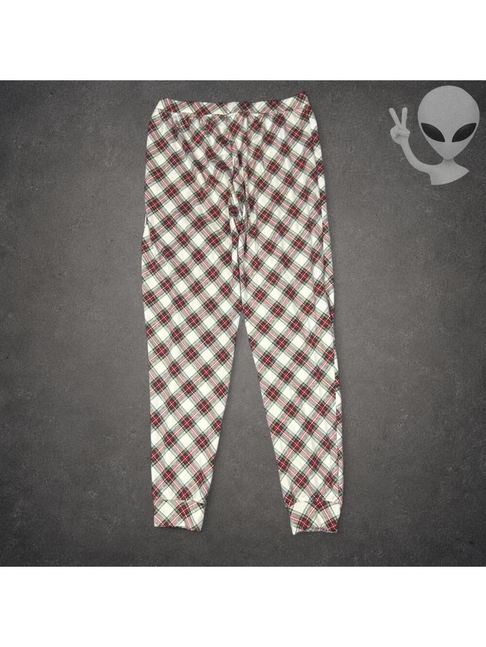Lauren Ralph Lauren Holiday Tartan Plaid Henley Pajama Set Medium Ivory Red - Picture 8 of 8